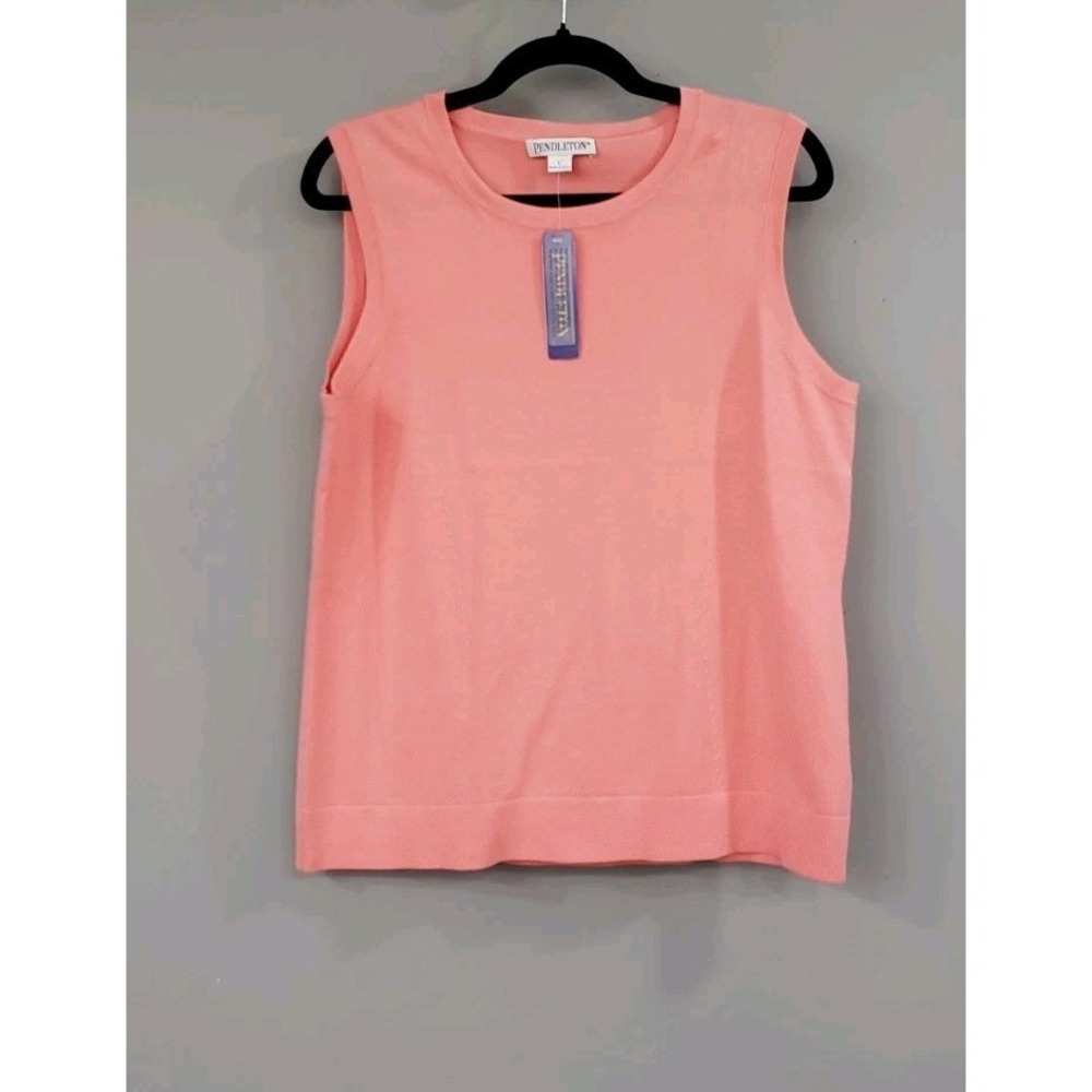 NEW LARGE Pendleton Silk Cotton Blend Sleeveless Tank Top Prep Golf PINK